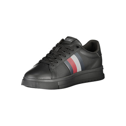Sneakers by Tommy Hilfiger for men in polyester black features an opulent silhouette from the Men's Fashion Polyester Sneakers collection, showcasing a signature fashion style with an opulent finish.