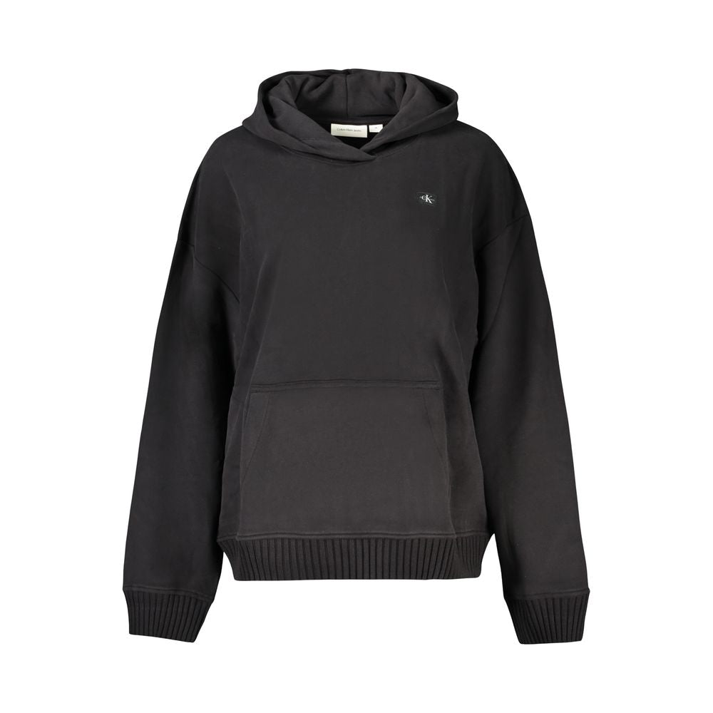 Hooded Sweatshirt Hoodie by Calvin Klein for women in stretch organic cotton black showcases a city-ready silhouette, artfully detailed with a signature hooded neckline and for a city-ready finish.