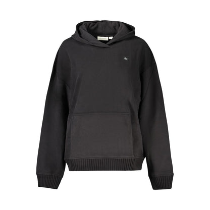 Hooded Sweatshirt Hoodie by Calvin Klein for women in stretch organic cotton black showcases a city-ready silhouette, artfully detailed with a signature hooded neckline and for a city-ready finish.