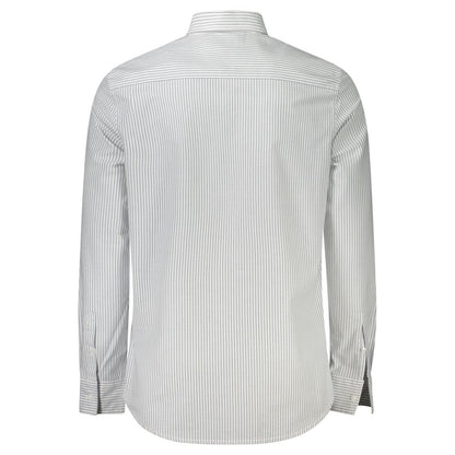 Shirt by Calvin Klein for men in cotton white & striped features an polished silhouette, showcasing a sophisticated and detail for a truly polished finish.