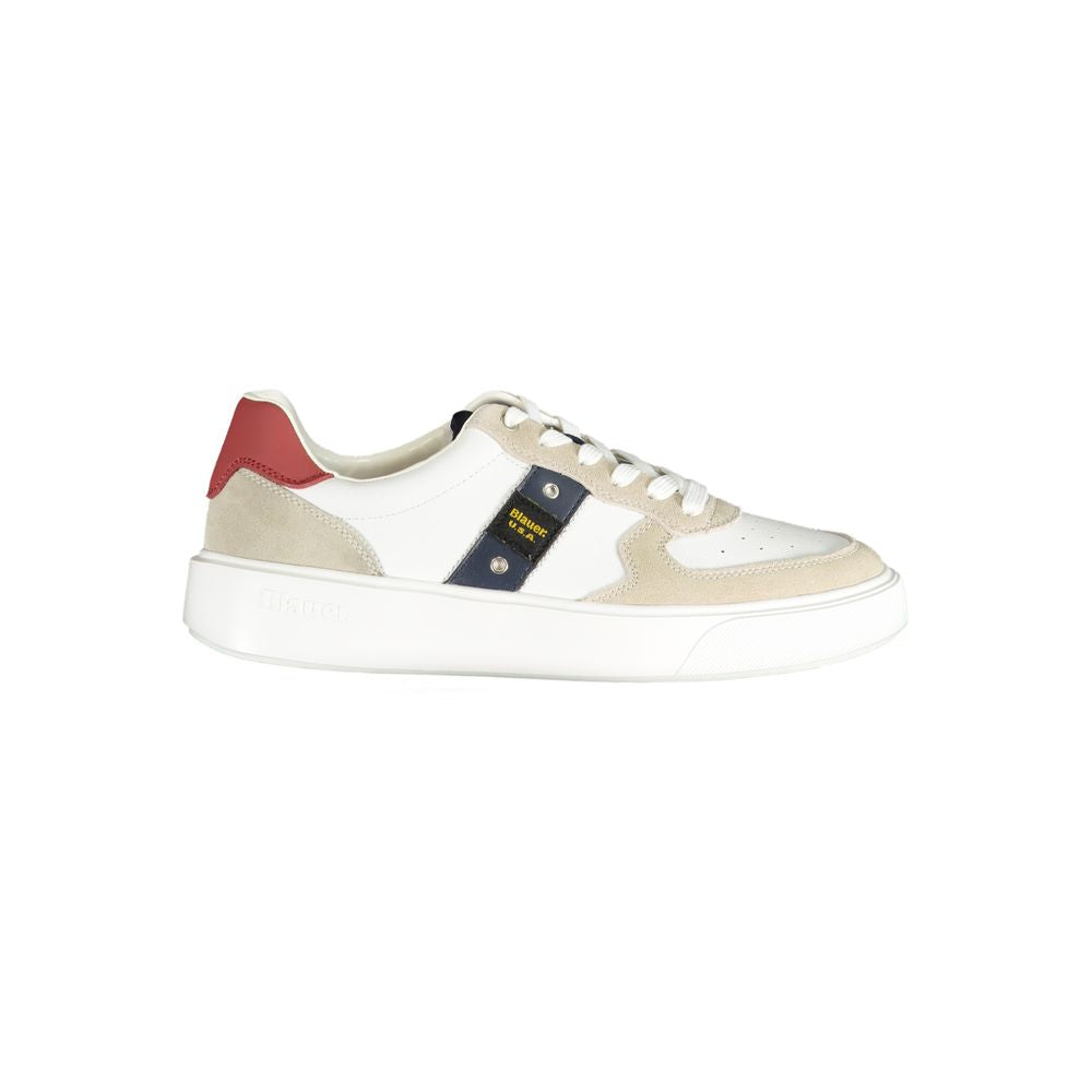 Athletic Sneakers by Blauer for men in polyester polyethylene leather white showcases an impeccable silhouette, defined by an impeccable athletic style design that perfectly captures the essence of the Crisp Men's Athletic Polyester Polyethylene Leather Sneakers.