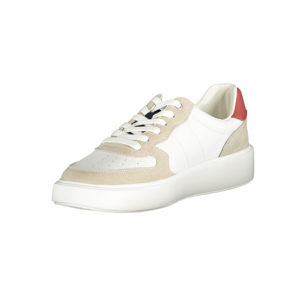 Athletic Sneakers by Blauer for men in polyester polyethylene leather white features an architectural silhouette from the Crisp Men's Athletic Polyester Polyethylene Leather Sneakers collection, showcasing a architectural athletic style for a architectural look.