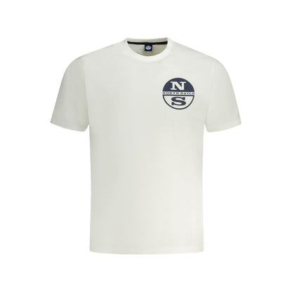T-Shirt by North Sails for men in cotton white & print showcases a fashionable silhouette, elegantly detailed with a fashionable short-sleeve and crew neckline for a sophisticated, high-fashion look.