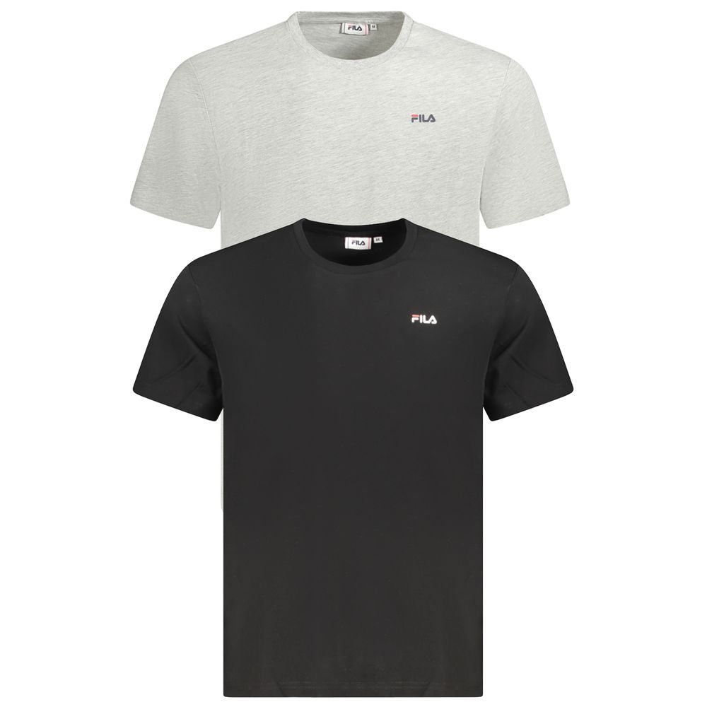 T-Shirt by Fila for men in organic cotton black, gray & print features a plush silhouette, showcasing a sophisticated crew neckline and for a truly plush finish.