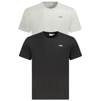 T-Shirt by Fila for men in organic cotton black, gray & print features a plush silhouette, showcasing a sophisticated crew neckline and for a truly plush finish.