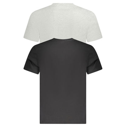 T-Shirt by Fila for men in organic cotton black, gray & print showcases a chic silhouette, artfully detailed with a chic and for a chic finish.