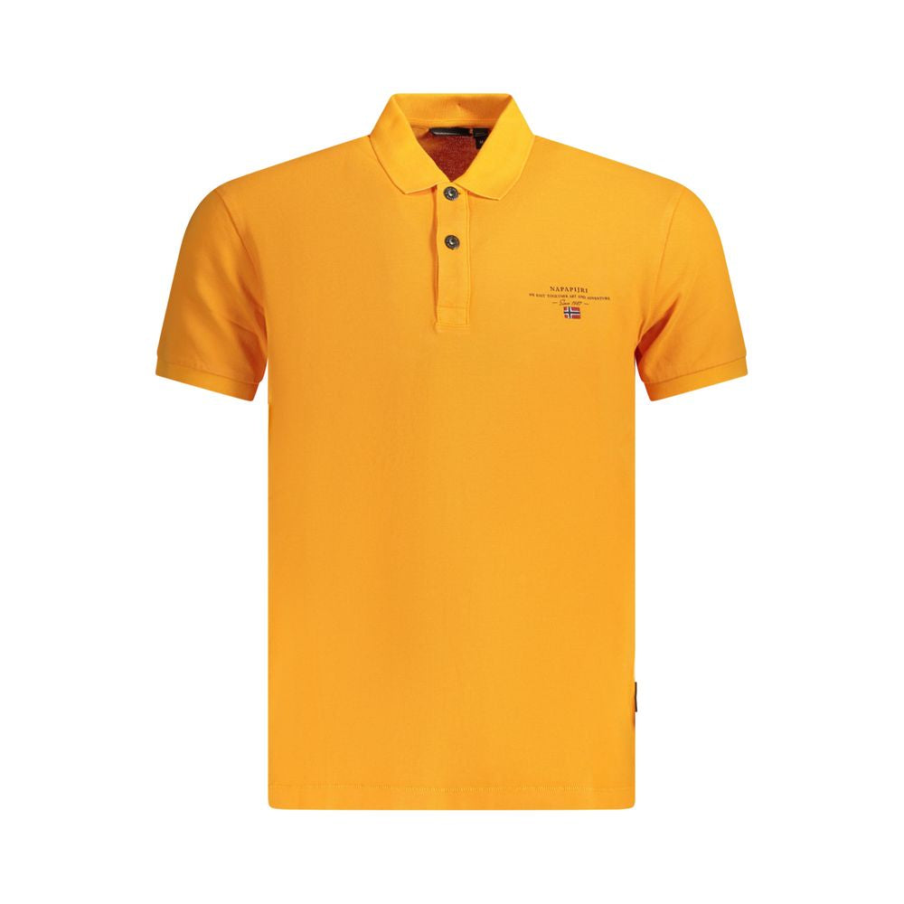 Polo Shirt by Napapijri for men in cotton orange, signature & print presents a crisp silhouette, artfully detailed with a crisp and crisp .