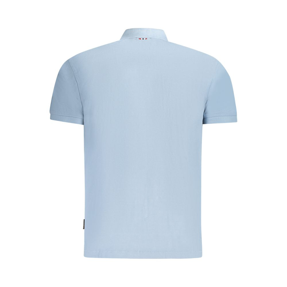 Polo Shirt by Napapijri for men in cotton light-blue & print presents a crisp silhouette, artfully detailed with a crisp and crisp .