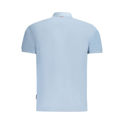 Polo Shirt by Napapijri for men in cotton light-blue & print presents a crisp silhouette, artfully detailed with a crisp and crisp .