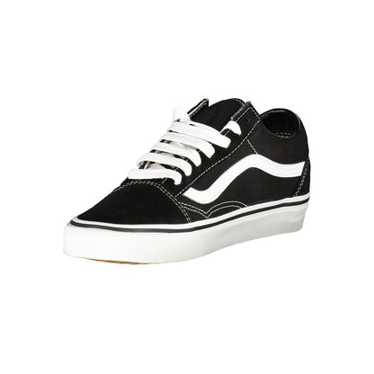 Sneakers by Vans for men in polyester polyethylene leather black, signature & striped presents a sumptuous silhouette, artfully capturing the essence of the Men's Skater Polyester Polyethylene Leather Sneakers with its sumptuous skater style design.