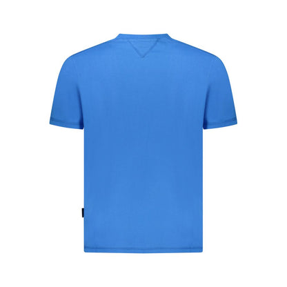 T-Shirt by Napapijri for men in organic cotton blue & print showcases a chic silhouette, artfully detailed with a chic and for a chic finish.