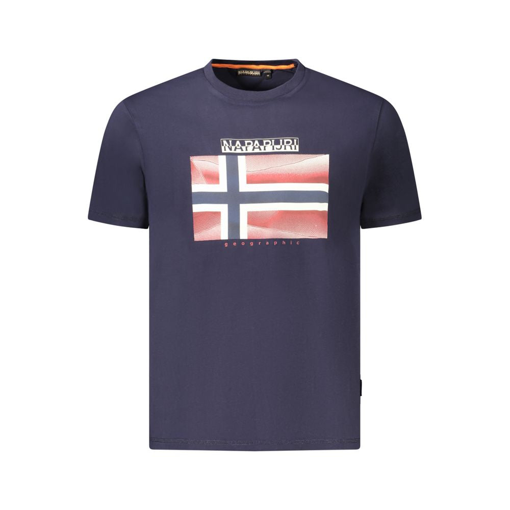 T-Shirt by Napapijri for men in organic cotton blue showcases a dramatic silhouette, elegantly detailed with a dramatic crew neckline and for a truly dramatic finish.