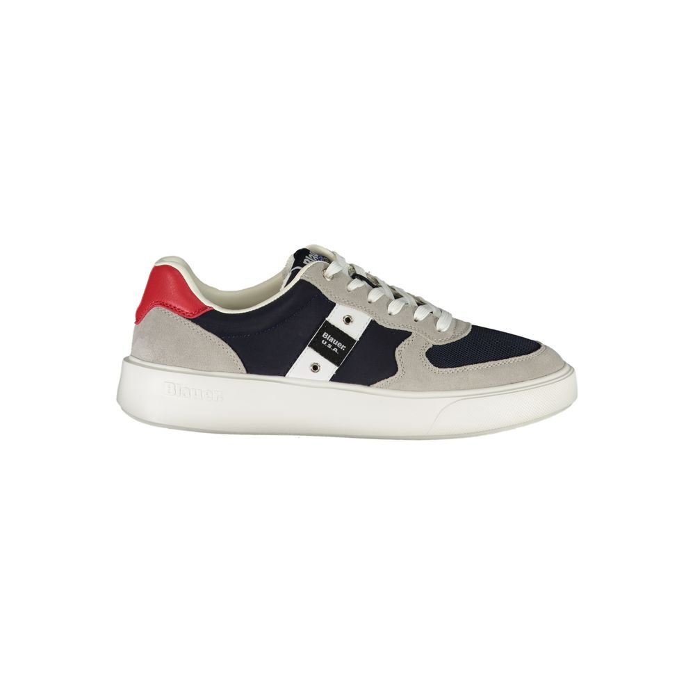 Athletic Sneakers by Blauer for men in polyester polyethylene leather blue showcases an impeccable silhouette, defined by an impeccable athletic style design that perfectly captures the essence of the Men's Athletic Polyester Polyethylene Leather Sneakers.