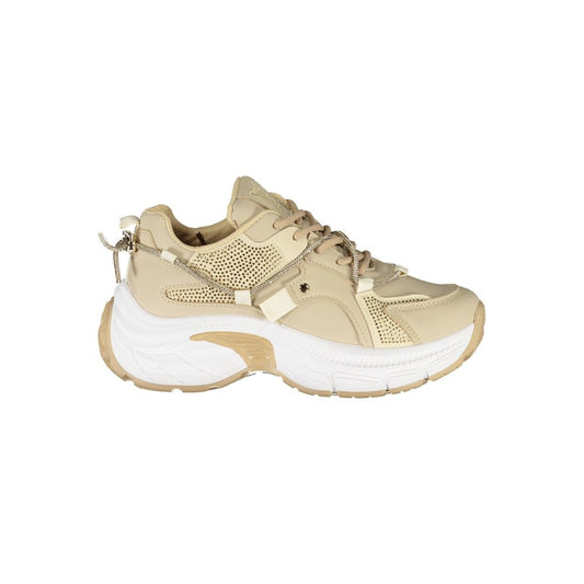 Athletic Sneakers by Laura Biagiotti for women in polyester & polyethylene beige showcases an impeccable silhouette, defined by an impeccable athletic style design that perfectly captures the essence of the Women's Athletic Polyester & Polyethylene Sneakers.