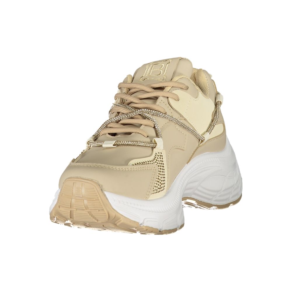 Athletic Sneakers by Laura Biagiotti for women in polyester & polyethylene beige features an stately silhouette, showcasing the signature athletic style of the Women's Athletic Polyester & Polyethylene Sneakers collection with a truly stately finish.