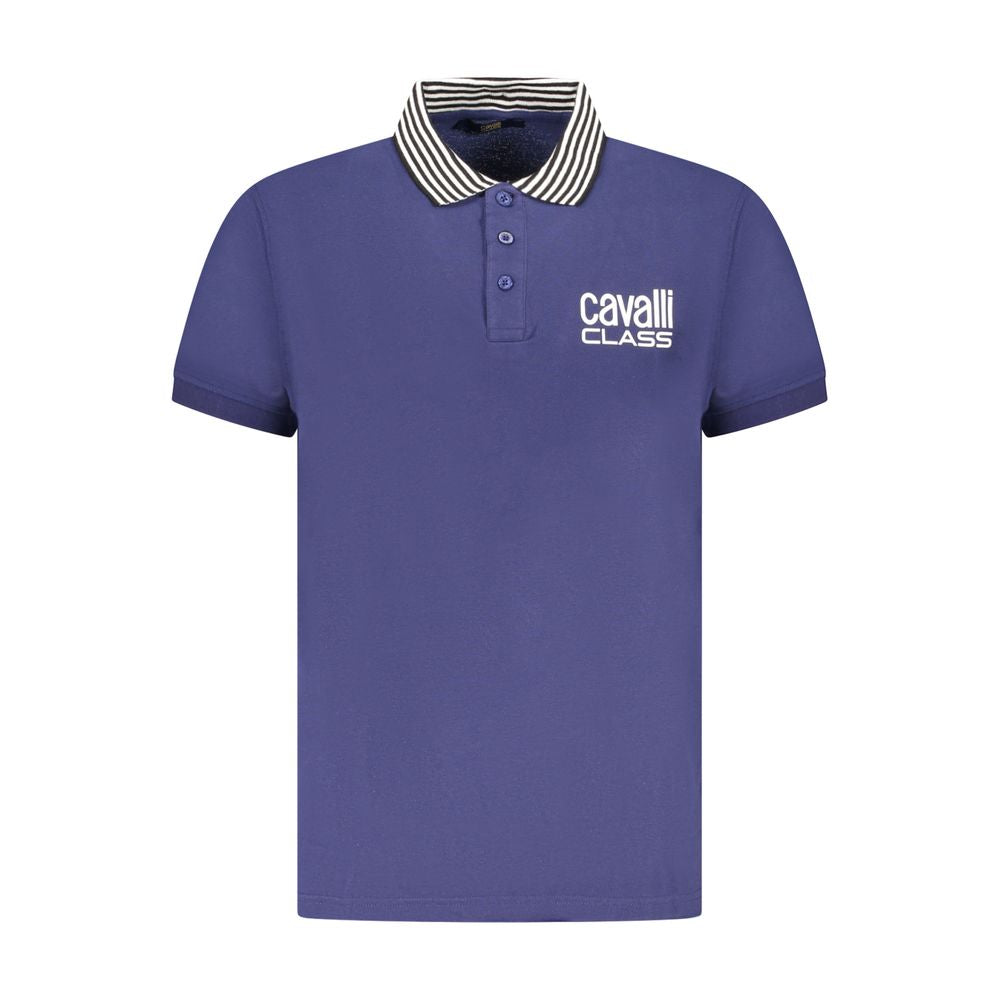 Polo Shirt by Cavalli Class for men in cotton blue presents a distinguished silhouette, showcasing a sophisticated and distinguished for a truly distinguished finish.