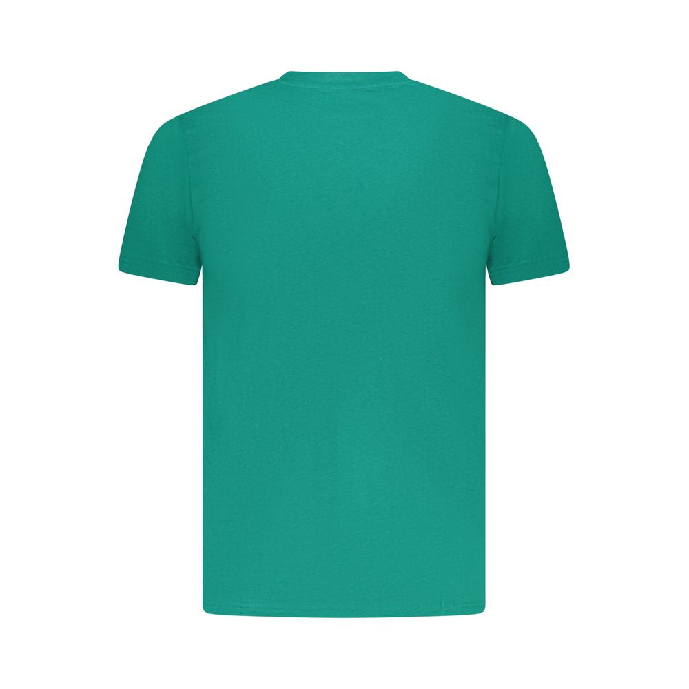 T-Shirt by Cavalli Class for men in cotton green & print showcases a unassuming silhouette, artfully detailed with a refined and unassuming for a sophisticated, contemporary look.