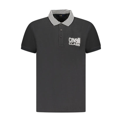 Polo Shirt by Cavalli Class for men in cotton black & print features a eye catching silhouette, showcasing a refined and short-sleeve for a eye catching finish.