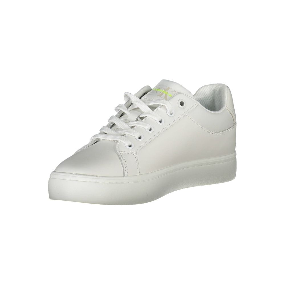 Sneakers by Calvin Klein for women in polyester polyethylene leather white presents a sumptuous silhouette as Women's Fashion Polyester Polyethylene Leather Sneakers, expertly defined by a sumptuous fashion style for a sumptuous, high-fashion look.
