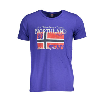 T-Shirt by Norway 1963 for men in cotton blue showcases a fashionable silhouette, elegantly detailed with a fashionable short-sleeve and crew neckline for a sophisticated, high-fashion look.