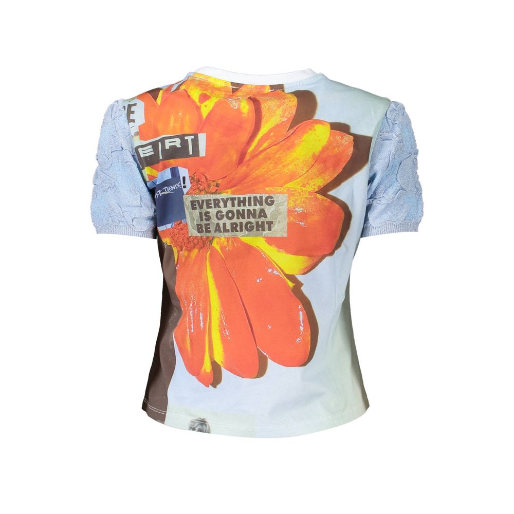 T-Shirt by Desigual for women in polyamide viscose & cotton azzurro, signature & print showcases a unassuming silhouette, artfully detailed with a refined and unassuming for a sophisticated, contemporary look.