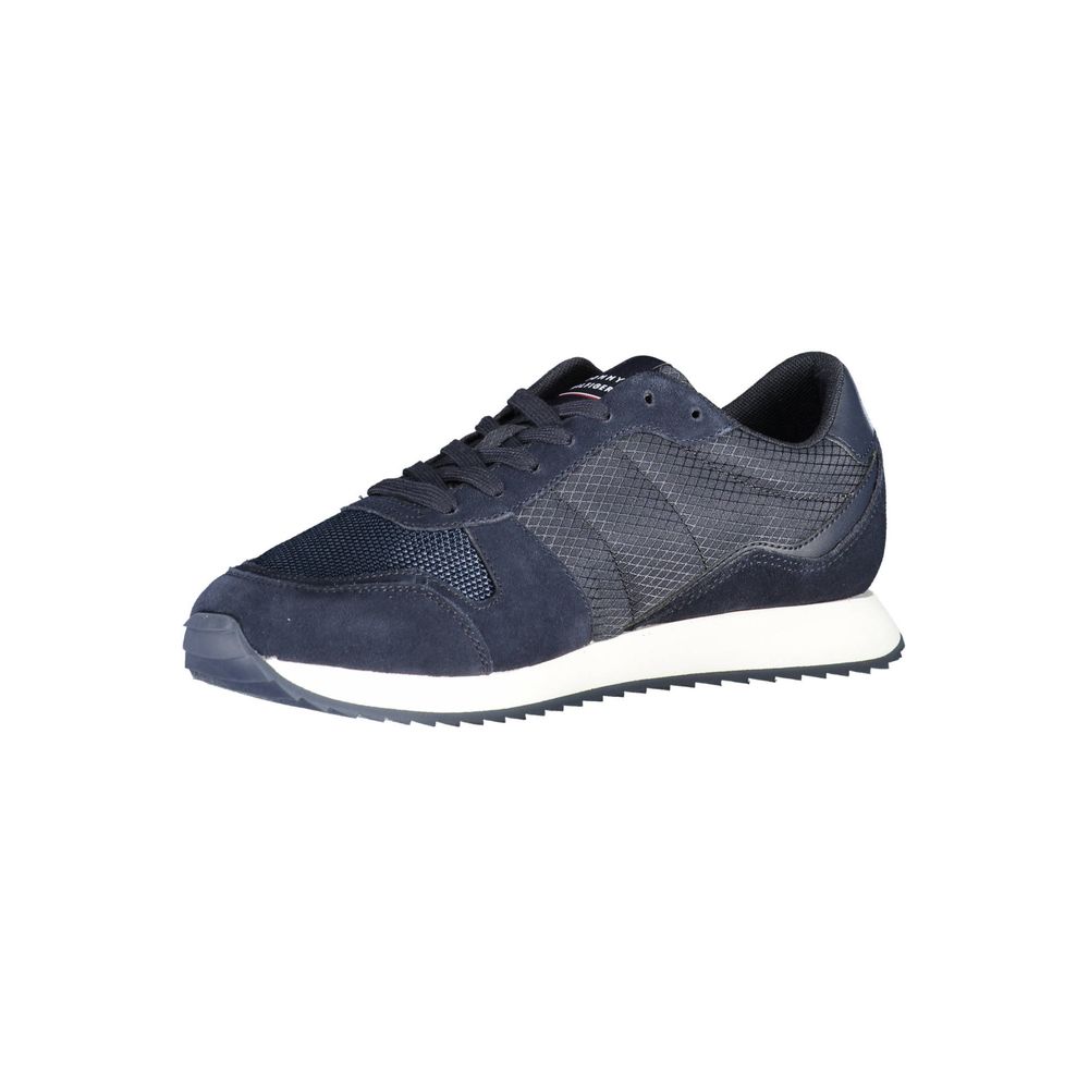 Sneakers by Tommy Hilfiger for men in polyester polyethylene leather blue features an opulent silhouette from the Men's Fashion Polyester Polyethylene Leather Sneakers collection, showcasing a signature fashion style with an opulent finish.