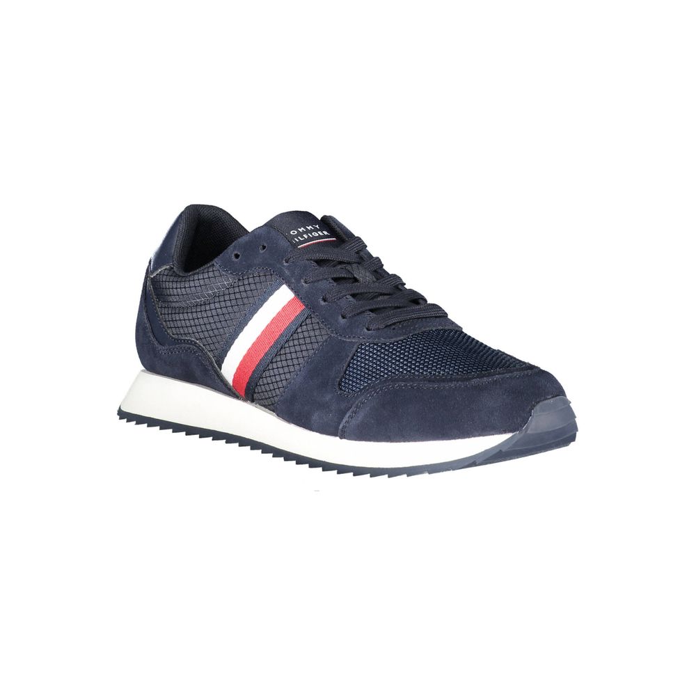 Sneakers by Tommy Hilfiger for men in polyester polyethylene leather blue features an sumptuous design from the Men's Fashion Polyester Polyethylene Leather Sneakers collection, highlighting a sumptuous fashion style for a premium, high-fashion look.