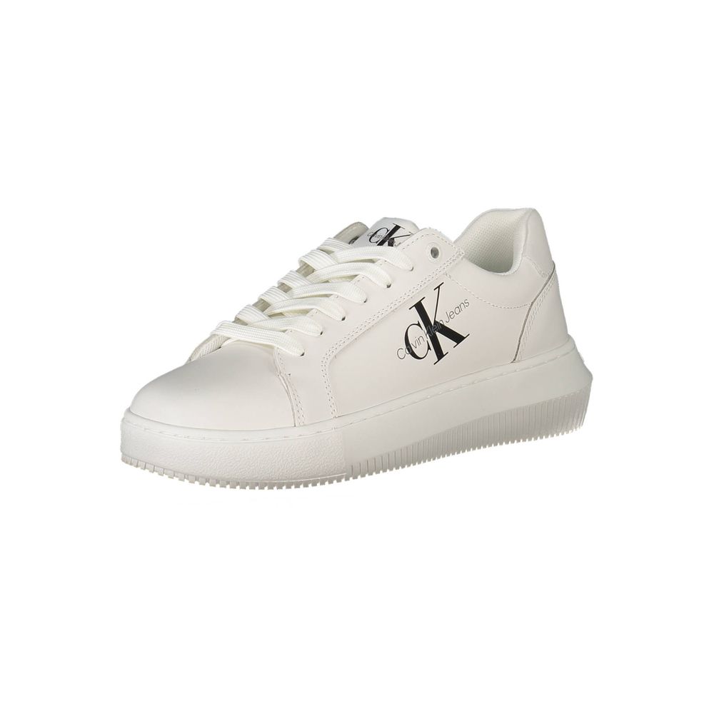 Sneakers by Calvin Klein for women in polyester polyethylene leather white & print features an sumptuous silhouette, showcasing the premium Women's Athletic Polyester Polyethylene Leather Sneakers in a sumptuous athletic style that offers a sumptuous finish for refined style.