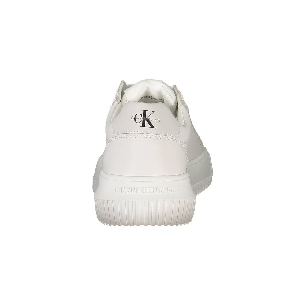 Sneakers by Calvin Klein for women in polyester polyethylene leather white & print presents a sumptuous silhouette, artfully capturing the essence of the Women's Athletic Polyester Polyethylene Leather Sneakers with its sumptuous athletic style design.