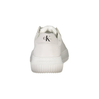 Sneakers by Calvin Klein for women in polyester polyethylene leather white & print presents a sumptuous silhouette, artfully capturing the essence of the Women's Athletic Polyester Polyethylene Leather Sneakers with its sumptuous athletic style design.