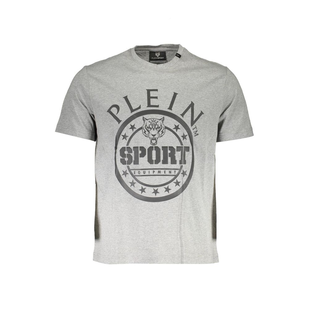 T-Shirt by Plein Sport for men in cotton brown & gray features an edgy silhouette, meticulously detailed with a sophisticated and crew neckline for a truly edgy finish.