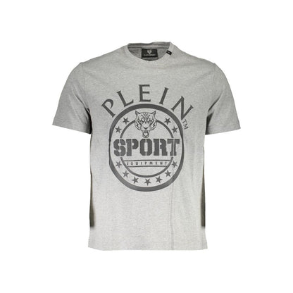 T-Shirt by Plein Sport for men in cotton brown & gray features an edgy silhouette, meticulously detailed with a sophisticated and crew neckline for a truly edgy finish.