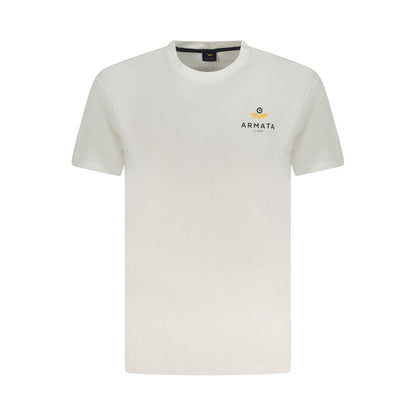 T-Shirt by Armata Di Mare for men in cotton white & print showcases a unassuming silhouette, artfully detailed with a refined crew neckline and unassuming short-sleeve for a sophisticated, contemporary look.