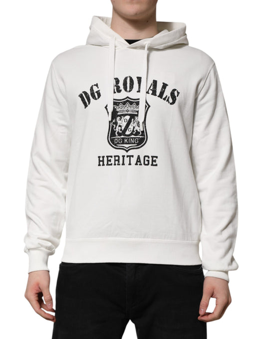 Dolce & Gabbana Men's Regular Fit Cotton Hoodie - White Print