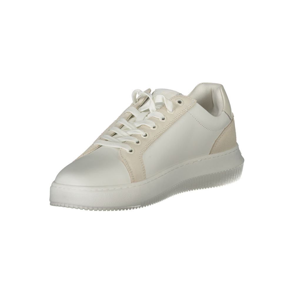 Sneakers by Calvin Klein for men in polyester polyethylene leather white & print features an opulent silhouette from the Men's Fashion Polyester Polyethylene Leather Sneakers collection, showcasing a signature fashion style with an opulent finish.