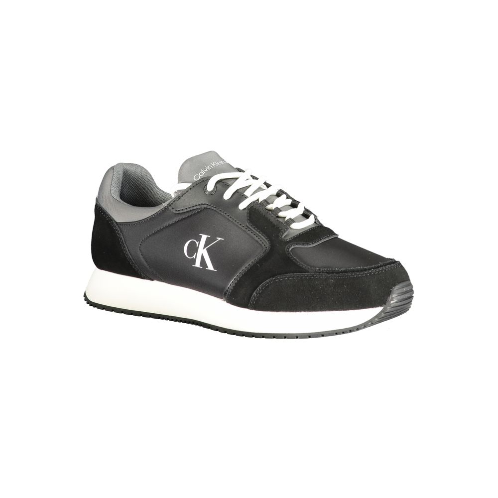 Sneakers by Calvin Klein for men in polyester polyurethane leather black, gray & white features a sumptuous design, perfectly showcasing the sumptuous athletic style of this Men's Athletic Polyester Polyurethane Leather Sneakers.