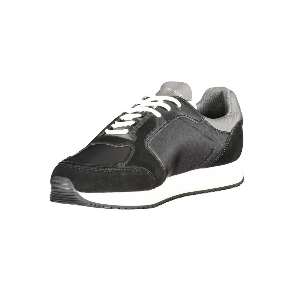 Sneakers by Calvin Klein for men in polyester polyurethane leather black, gray & white presents a sumptuous silhouette as Men's Athletic Polyester Polyurethane Leather Sneakers, expertly defined by a sumptuous athletic style for a sumptuous, high-fashion look.