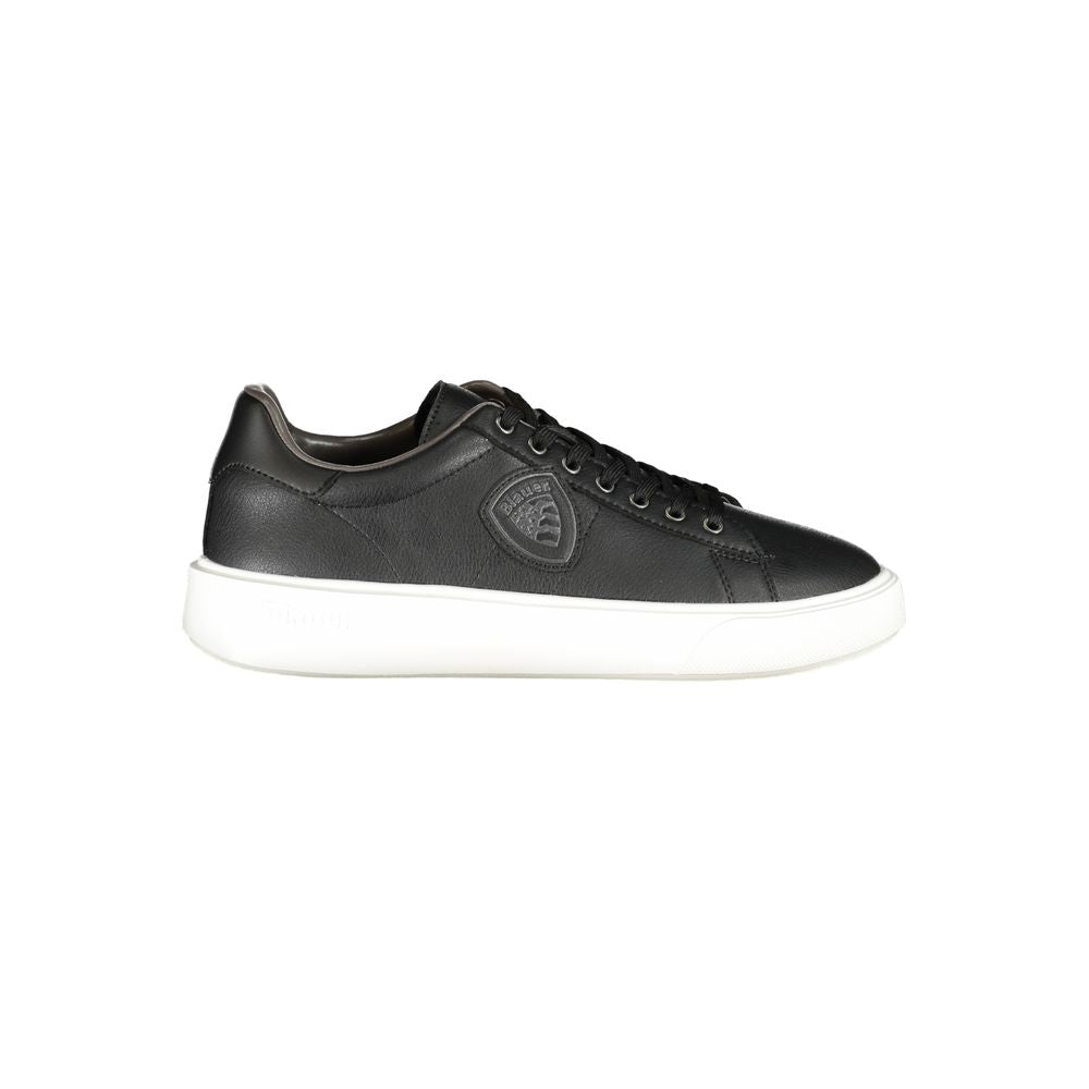 Sneakers by Blauer for men in polyester polyethylene leather black & print features an sumptuous silhouette, showcasing the premium Men's Fashion Polyester Polyethylene Leather Sneakers in a sumptuous fashion style that offers a sumptuous finish for refined style.