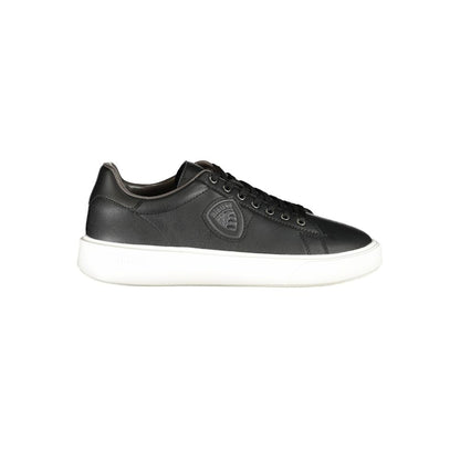 Sneakers by Blauer for men in polyester polyethylene leather black & print features an sumptuous silhouette, showcasing the premium Men's Fashion Polyester Polyethylene Leather Sneakers in a sumptuous fashion style that offers a sumptuous finish for refined style.