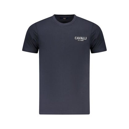 T-Shirt by Cavalli Class for men in cotton blue & print showcases a fashionable silhouette, elegantly detailed with a fashionable short-sleeve and for a sophisticated, high-fashion look.