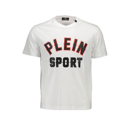 T-Shirt by Plein Sport for men in cotton white features an edgy silhouette, meticulously detailed with a sophisticated and crew neckline for a truly edgy finish.