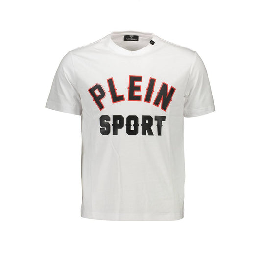 T-Shirt by Plein Sport for men in cotton white features an edgy silhouette, meticulously detailed with a sophisticated and crew neckline for a truly edgy finish.