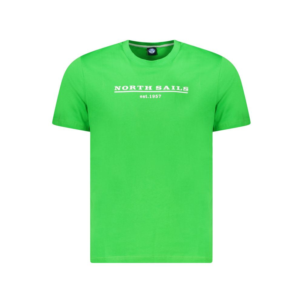 T-Shirt by North Sails for men in cotton green & print showcases a fashionable silhouette, elegantly detailed with a fashionable and crew neckline for a sophisticated, high-fashion look.