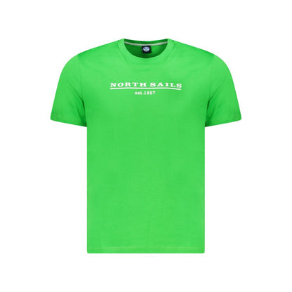 T-Shirt by North Sails for men in cotton green & print showcases a fashionable silhouette, elegantly detailed with a fashionable and crew neckline for a sophisticated, high-fashion look.