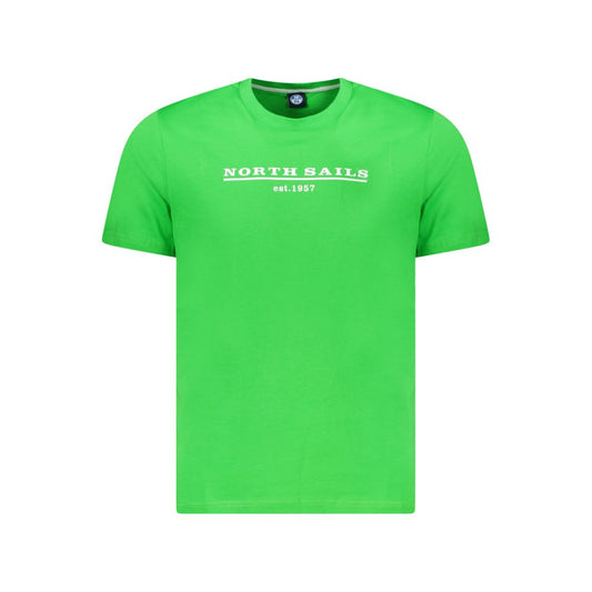 T-Shirt by North Sails for men in cotton green & print showcases a fashionable silhouette, elegantly detailed with a fashionable and crew neckline for a sophisticated, high-fashion look.