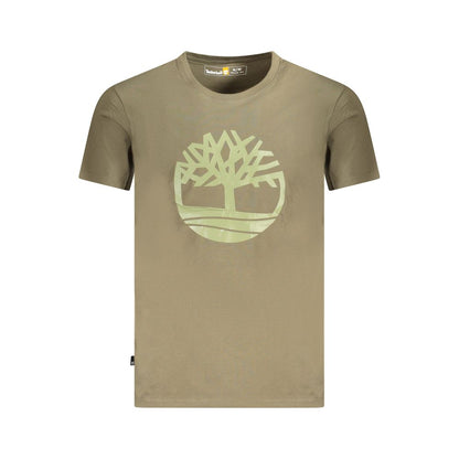 T-Shirt by Timberland for men in cotton green & print features an edgy silhouette, meticulously detailed with a sophisticated short-sleeve and crew neckline for a truly edgy finish.