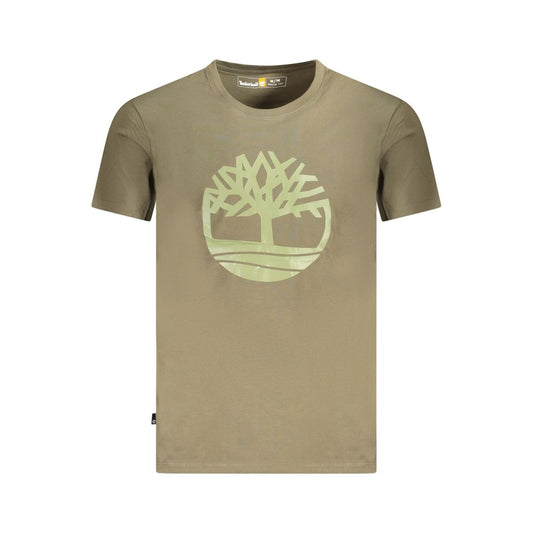 T-Shirt by Timberland for men in cotton green & print features an edgy silhouette, meticulously detailed with a sophisticated short-sleeve and crew neckline for a truly edgy finish.