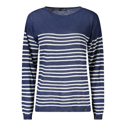 Sweatshirt by North Sails for women in linen & cotton blue & striped showcases a slouchy chic silhouette, artfully detailed with a slouchy chic wide-neck neckline and long-sleeve for a slouchy chic finish.
