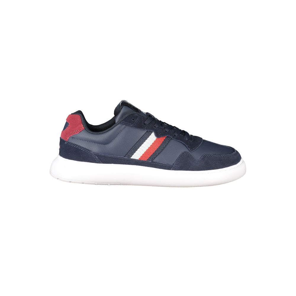 Sneakers by Tommy Hilfiger for men in polyester polyethylene leather blue features an sumptuous silhouette, showcasing the premium Men's Casual Polyester Polyethylene Leather Sneakers in a sumptuous casual style that offers a sumptuous finish for refined style.