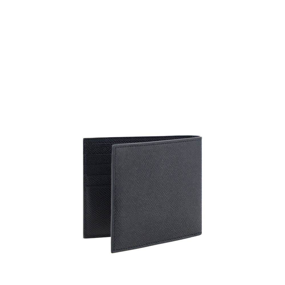 Cardholder Wallet by Ferragamo for men in grained calfskin leather black, signature & monogram presents a streamlined silhouette, showcasing the sophisticated design of the Gancini Grained Calfskin Leather Cardholder Wallet collection with functional card-organization billfold.